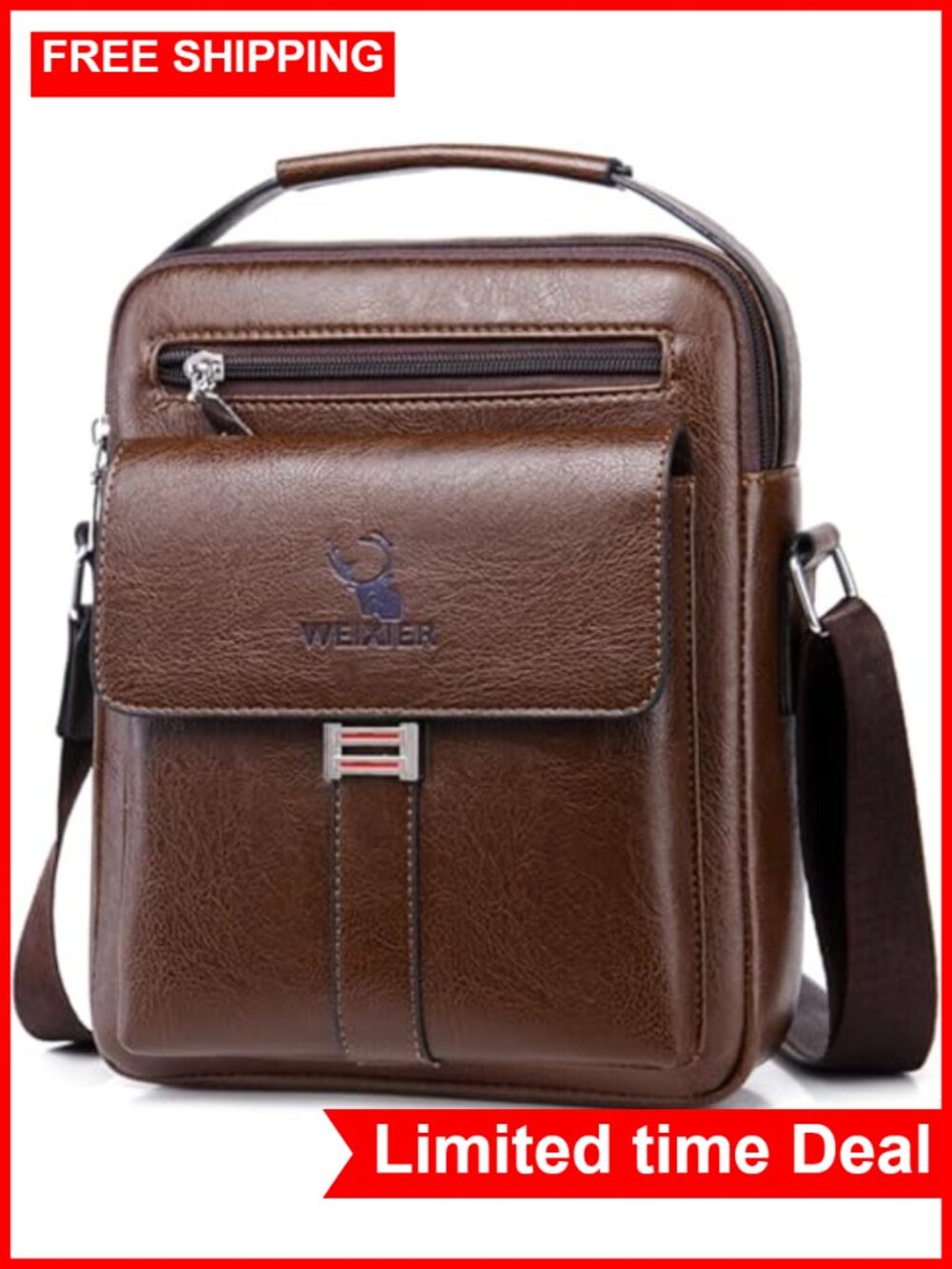 Men's PU Leather Messenger Bag Crossbody Shoulder Purse Satchel Pouch